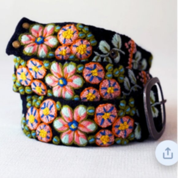 Jenny Krauss Anthropologie Wool Embroidered Belt Southwest Walkabout Small - Picture 1 of 10